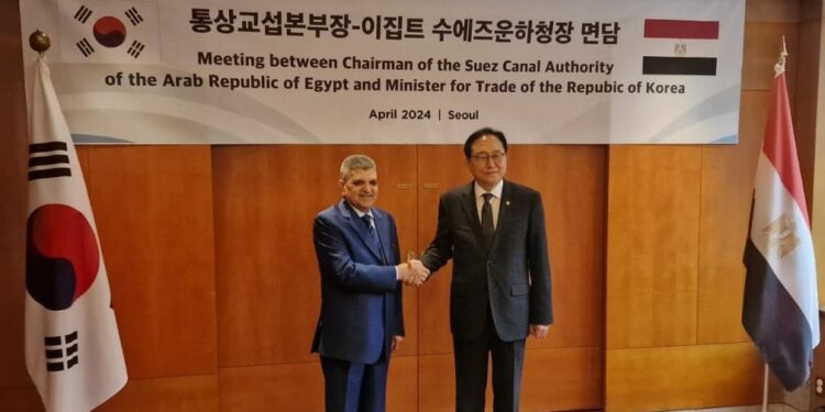 الفريق أسامة ربيع يبحث مع وزير التجارة والصناعة الكوري التعاون التجاري والصناعي وسبل جذب الاستثمارات