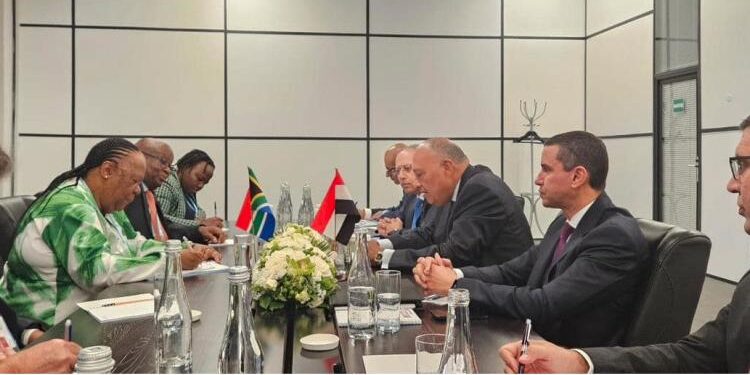 وزير الخارجية يلتقي مع نظيرته الجنوب إفريقية على هامش اجتماعات البريكس