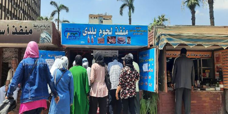 إقبال كبير من المواطنين على منافذ وزارة الزراعة لشراء لحوم عيد الأضحى