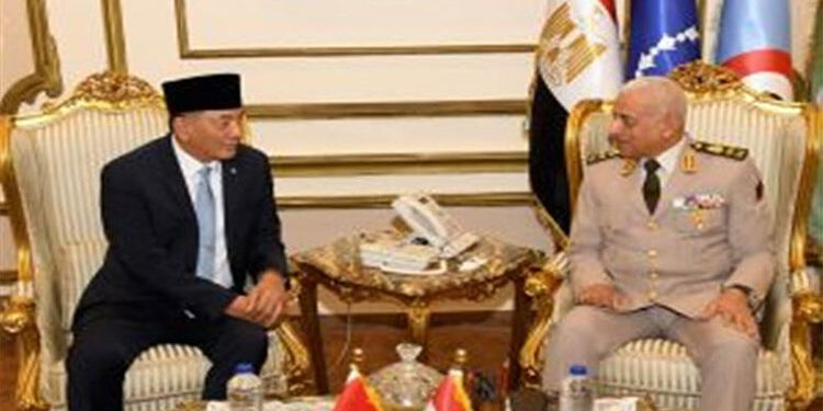 الفريق أول عبدالمجيد صقر  يلتقى وزير الدفاع الإندونيسى