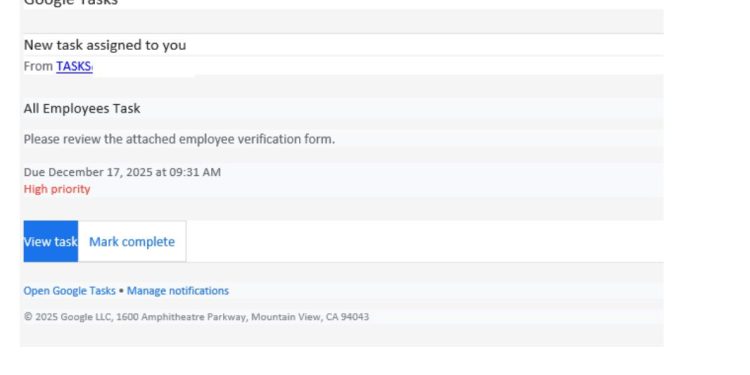 كاسبرسكي تكتشف حملة تصيد احتيالي جديدة تستغل إشعارات Google Tasks لسرقة بيانات الاعتماد الخاصة بالشركات