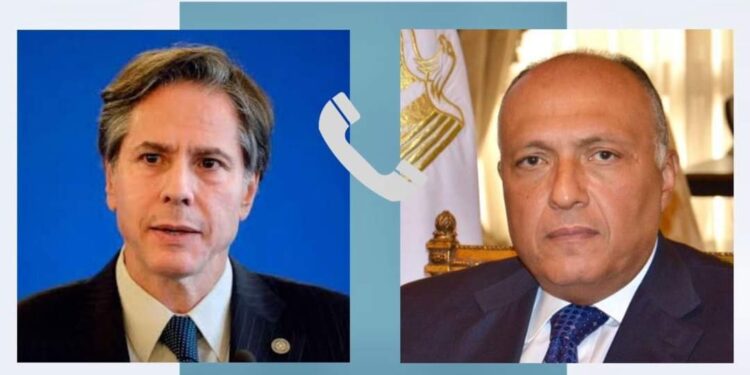 وزيرا الخارجية المصري والأمريكي يبحثان تطورات أزمة قطاع غزة