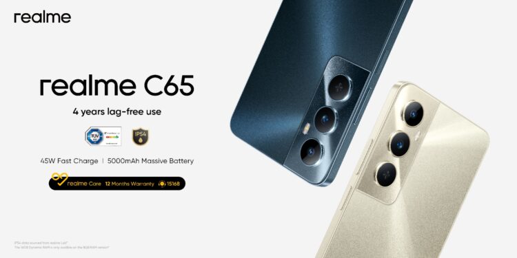 يعد realme C65 الأول في فئته بتقنية شحن بقوة 45 وات وأداء متميز لمدة 48 شهرًا