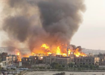 حريق ضخم في لوكيشن أحد الأعمال الفنية بمدينة الإعلامي