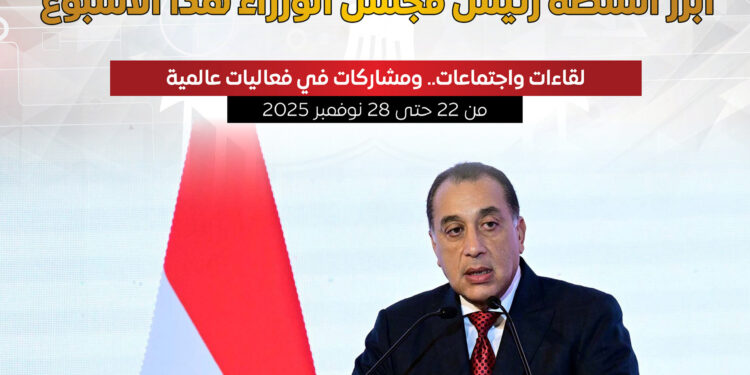 مجلس الوزراء يستعرض بالإنفوجراف أبرز أنشطة الدكتور مصطفى مدبولى هذا الأسبوع