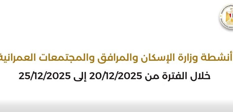 أبرز أنشطة وزارة الإسكان خلال أسبوع